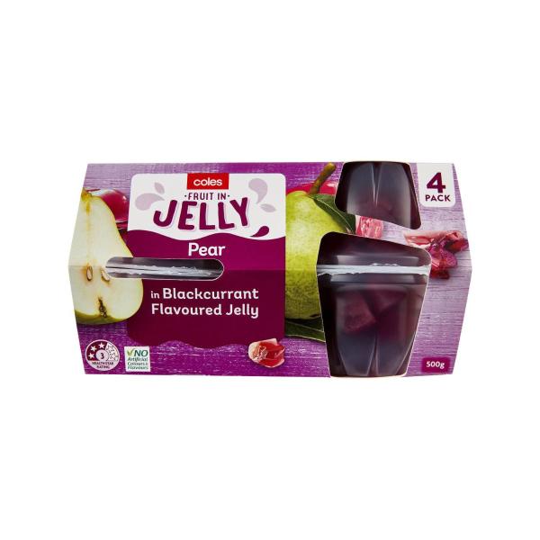 Coles Pears In Blackcurrant Jelly 4 Pack 500g