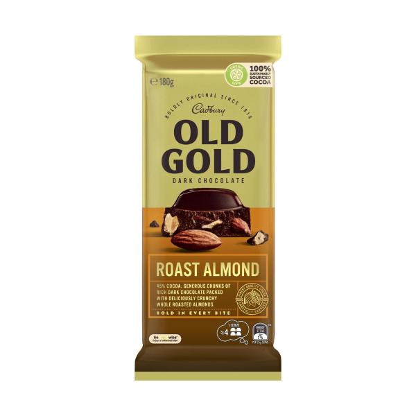 Cadbury Old Gold Roast Almond Dark Chocolate Block 180g product image