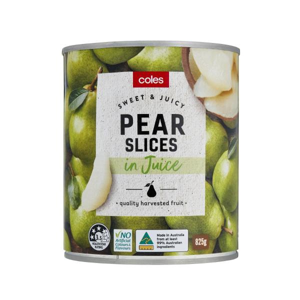 Coles Pear Slices In Juice 825g