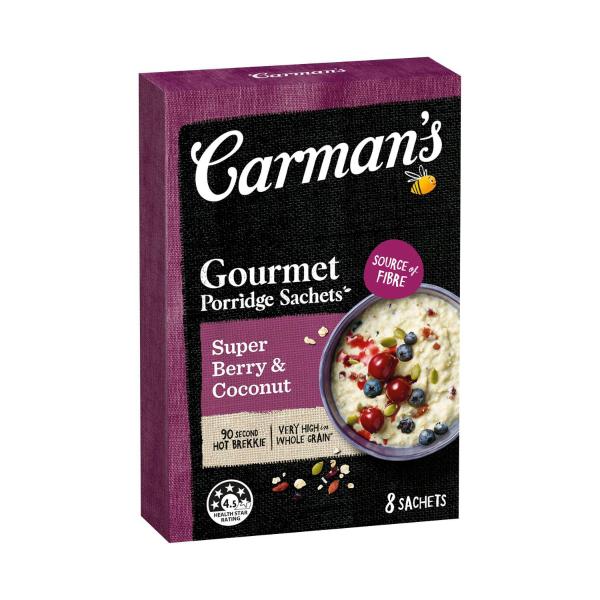 Carman's Porridge Sachets Super Berry & Coconut 8 Pack 320g product image