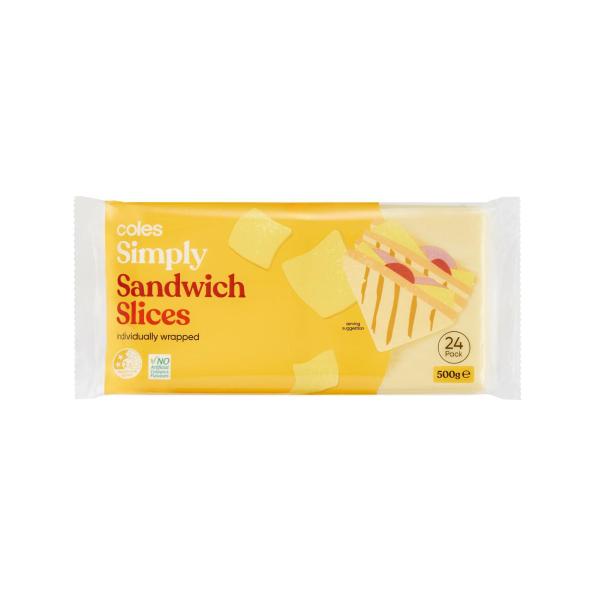 Coles Simply Sandwich Slices 24 Pack 500g product image