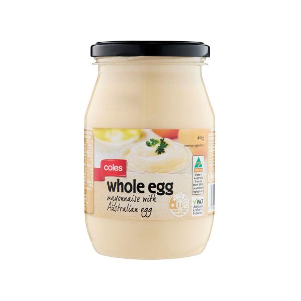 Coles Whole Egg Mayonnaise 445g