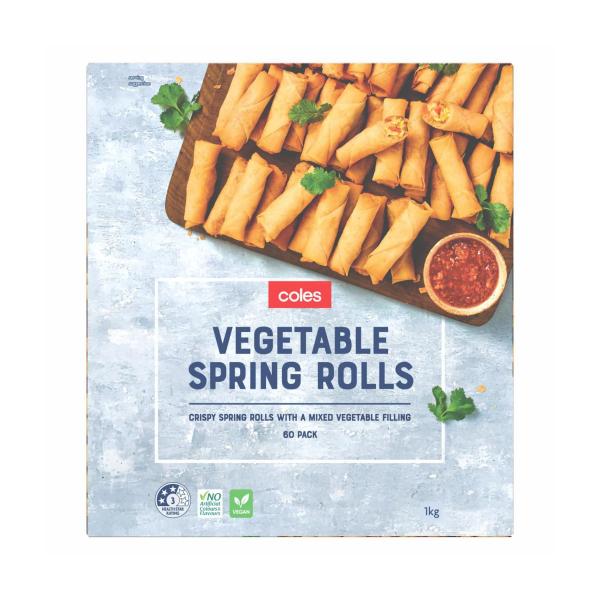 Coles Vegetable Cocktail Spring Rolls 60 Pack 1kg product image