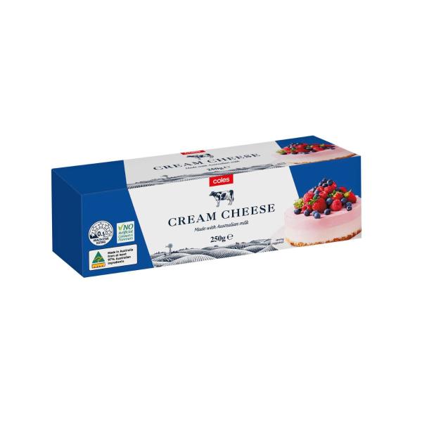 Coles Regular Cream Cheese Block 250g