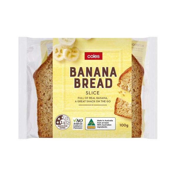 Coles Bakery Banana Bread Slice 100g