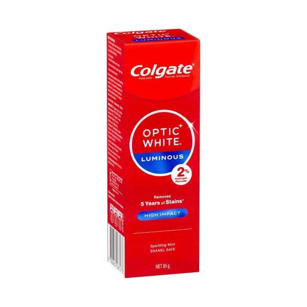 Colgate Optic White Luminous High Impact Teeth Whitening 2% Hydrogen Peroxide Toothpaste 85g