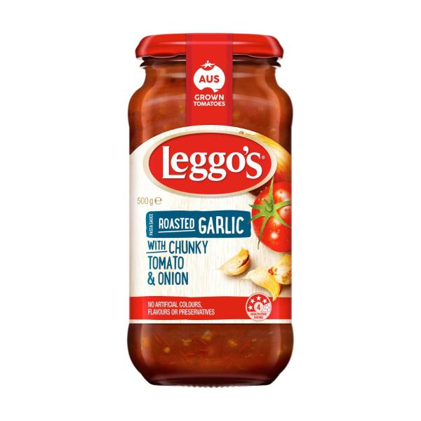 Leggo's Roasted Garlic With Chunky Tomato & Onion Pasta Sauce 500g