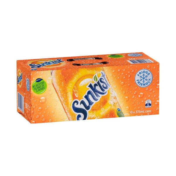 Buy Sunkist Orange Soft Drink Cans Multipack 375ml 10 Pack | Coles
