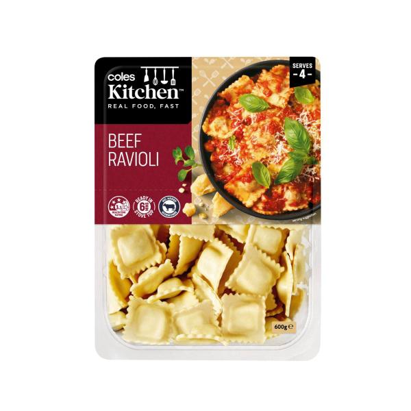 Coles Kitchen Beef Ravioli Pasta 600g product image