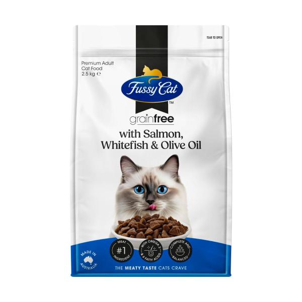 Fussy Cat Grain Free Adult Dry Cat Food With Salmon Whitefish & Olive Oil 2.5kg product image