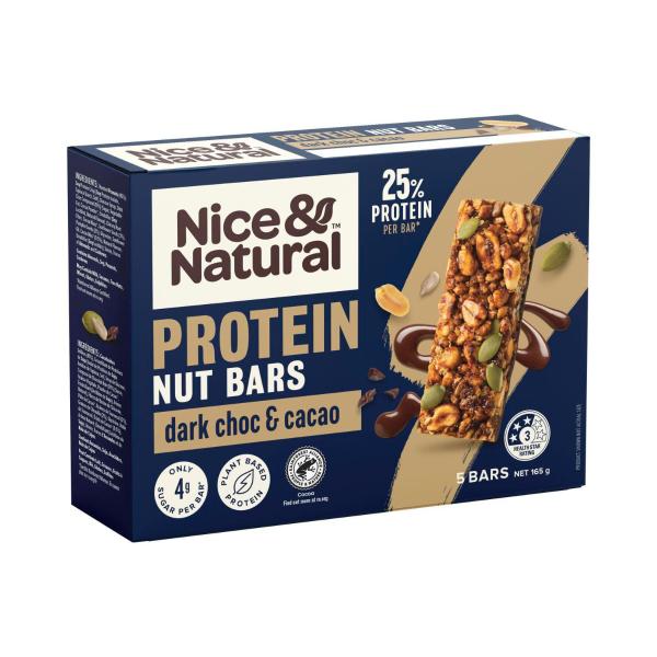 Nice & Natural Protein Nut Bars Dark Choc & Cacao 5 Pack | 165g – Coles