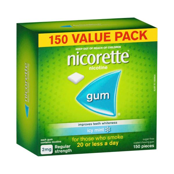 Buy Nicorette Quit Smoking Regular Strength Nicotine Gum Icy Mint 150 pack 