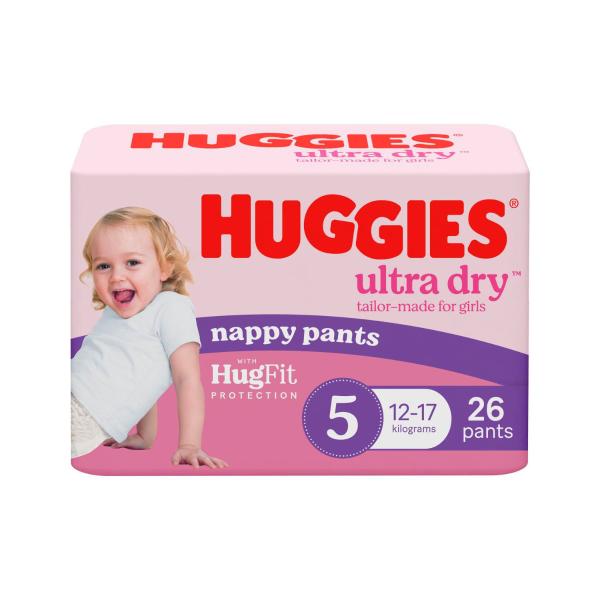 Huggies Ultra Dry Nappy Pants Girls Size 5 (12-17kg) 26 pack product image