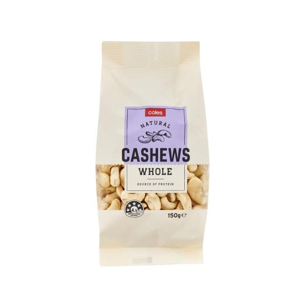 Coles Natural Cashews 150g product image