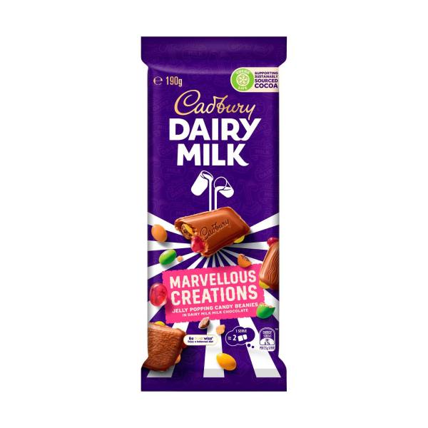 Cadbury Dairy Milk Marvellous Creations Jelly Popping Candy Chocolate Block 190g product image