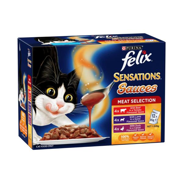 Felix Sensations Sauce Meat Selection Cat Food 85g 12 pack