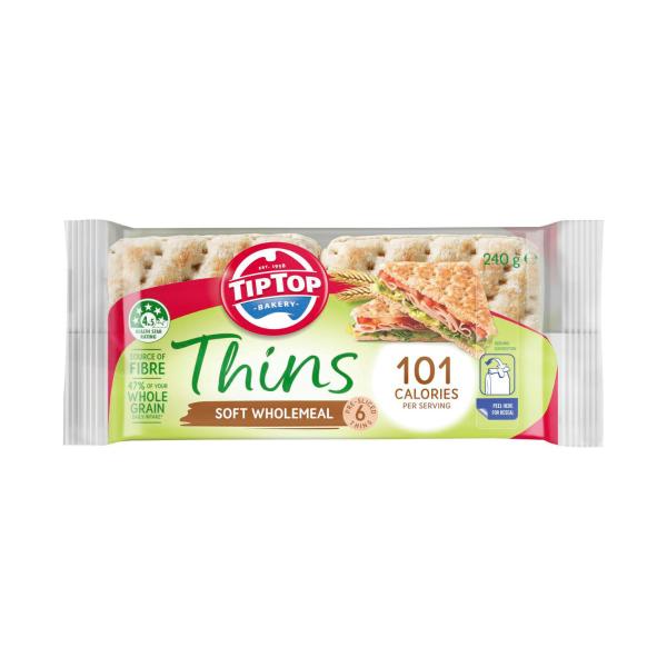 Tip Top Thins Wholemeal 6 Pack 240g product image