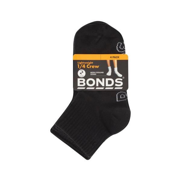 Bonds Kids Logo Light Quarter Crew Socks Size 13-3 | 4 pack – Coles