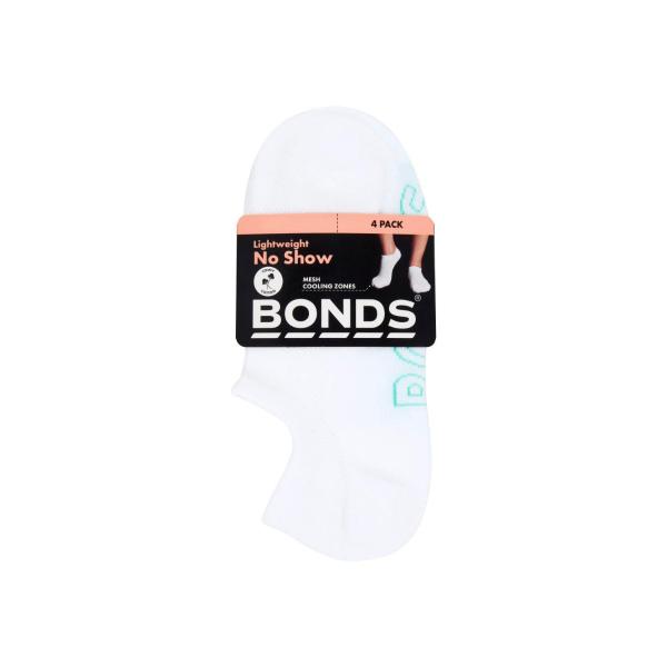 Bonds Womens Logo Light No Show Size 8 - 11 | 4 Pack – Coles
