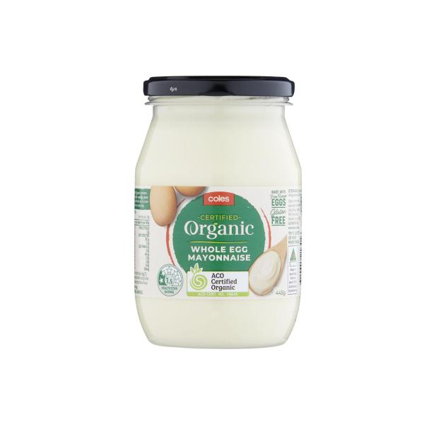 Coles Organic Whole Egg Mayonnaise 445g
