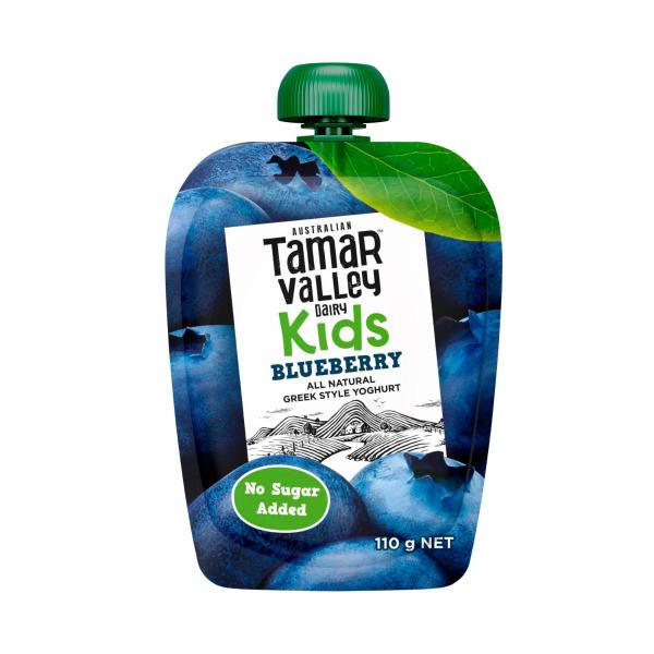 Tamar Valley Kids Greek Yoghurt Pouch Blueberry 110g product image