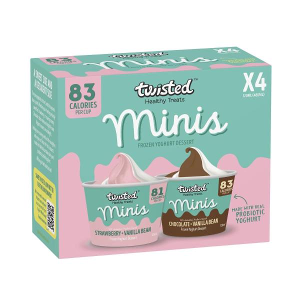 Healthy Treats Minis Frozen Yoghurt Strawberry & Vanilla And Chocolate & Vanilla 4 Pack