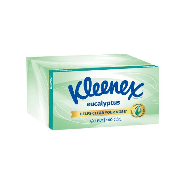 Kleenex 3ply Wellbeing Facial Tissues Eucalyptus 140 pack product image