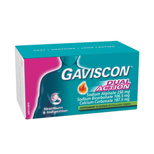 Dual Action Tablets Heartburn And Indigestion Relief Peppermint