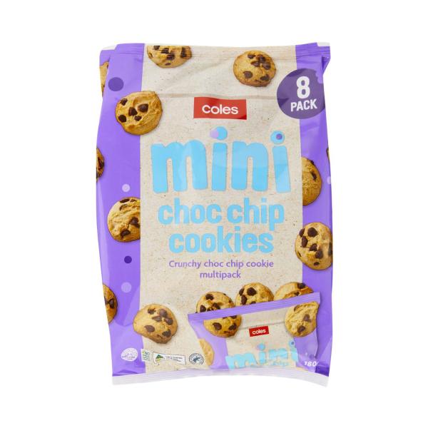 Buy Coles Multipack Mini Biscuits Choc Chip Cookies 8 Pack 180g | Coles
