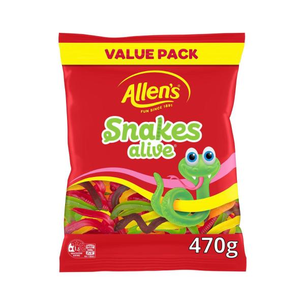 Allen's Lollies Large Value Bag Jelly:Snakes Alive 470g product image