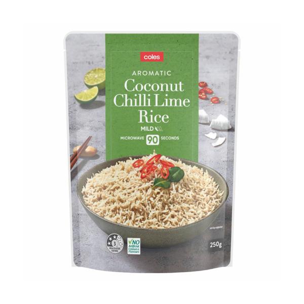 Coles Microwave Rice Pouch Coconut Chilli Lime 250g product image