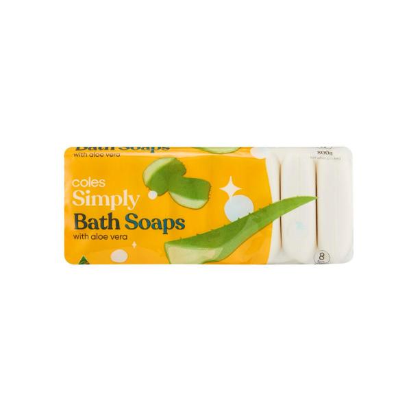 Coles Simply Bath Soaps With Aloe Vera 8 Pack product image