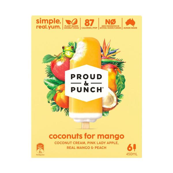 Proud & Punch Coconuts For Mango Frozen Dessert Sticks 6 Pack | 450mL – Coles