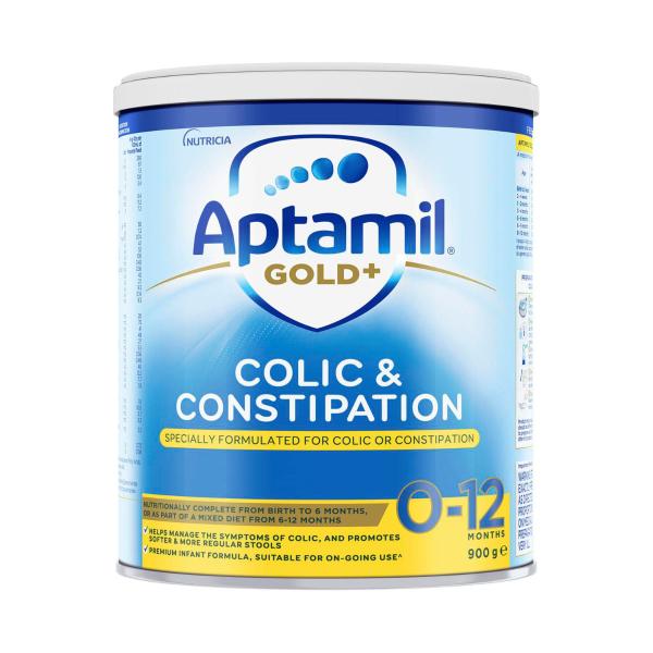 Aptamil Gold+ Colic & Constipation Baby Infant Formula From Birth To 12 Months 900g