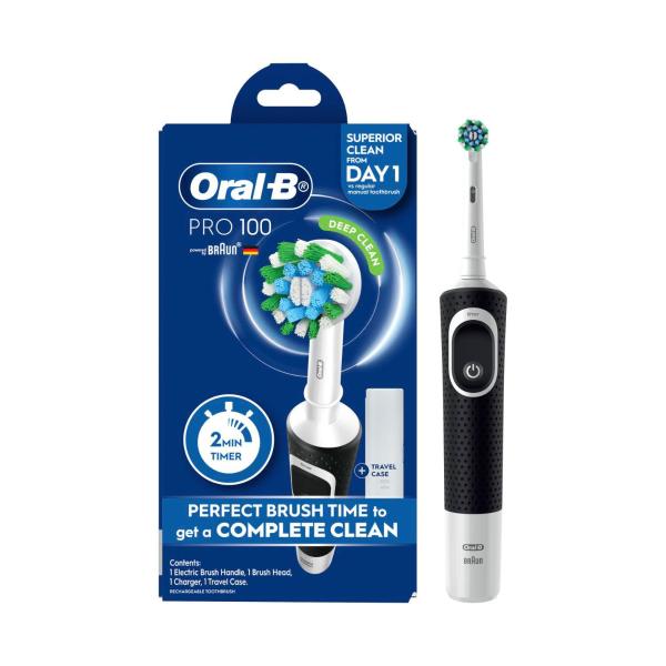 Oral B Pro100 Cross Action Electric Toothbrush Black 1 Pack