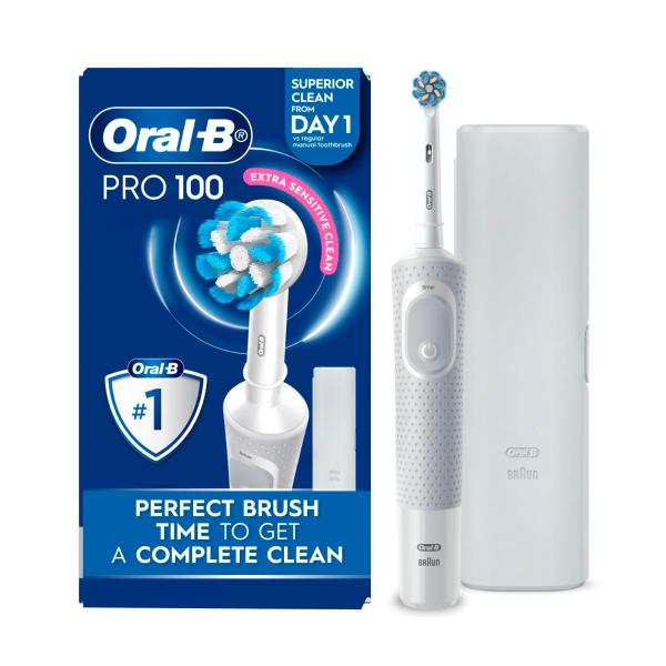 Oral B Pro 100 Gum Care Electric Toothbrush White 1 Pack product image