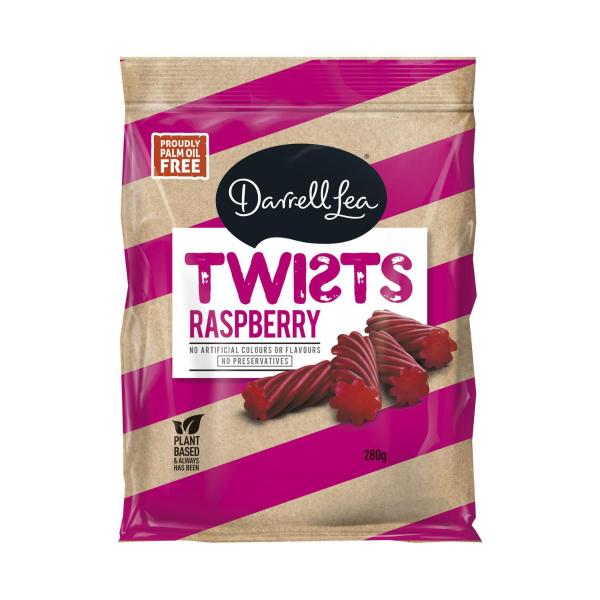 Darrell Lea Raspberry Twists 280g product image