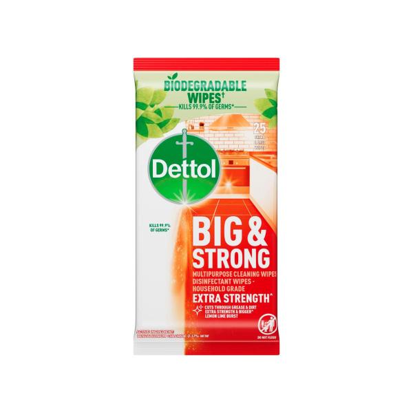 Big & Strong Disinfectant Lemon Lime Multipurpose Large Cleaning Wipes