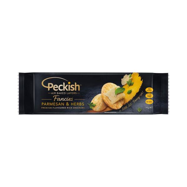 Peckish Fancies Rice Crackers Parmesan & Herbs 90g product image