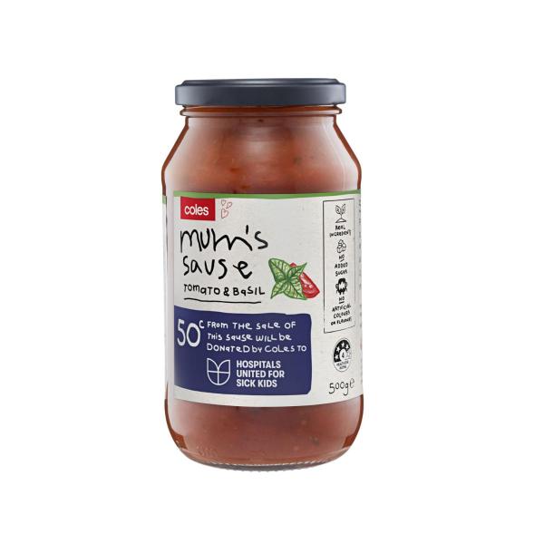 Coles Mum's Sause Tomato & Basil 500g product image