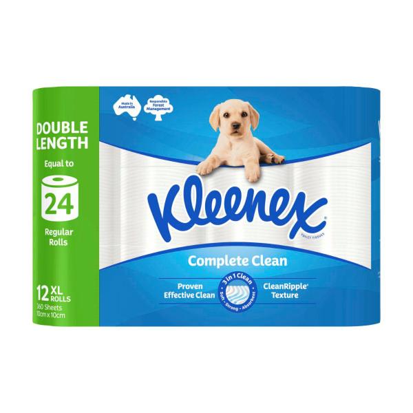 Kleenex Complete Clean Double Length Toilet Paper 12 pack product image