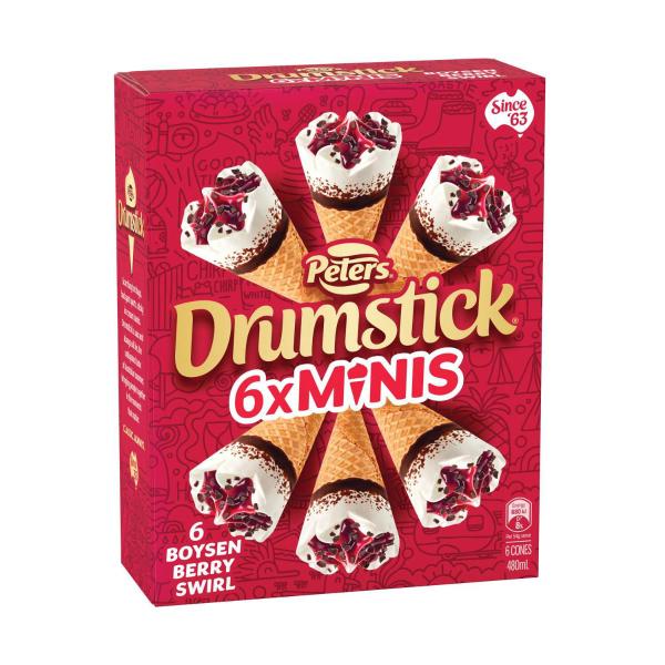 Drumstick Minis Boysenberry Swirl Cones 6 Pack