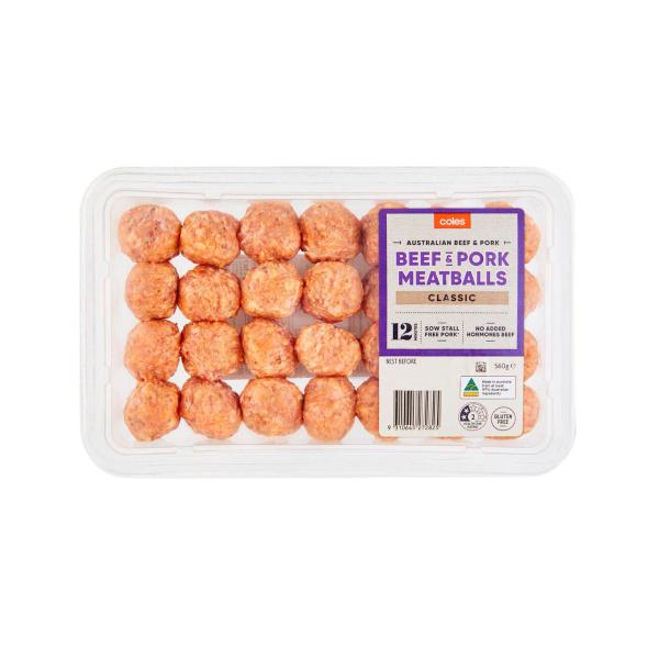 Coles Beef & Pork Meatballs 560g product image