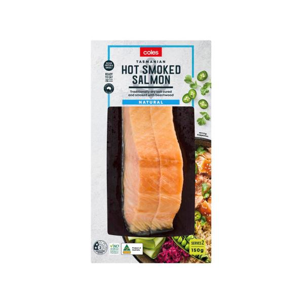 Coles Hot Smoked Salmon Natural 150g