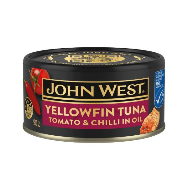 John West Yellowfin Tuna Cherry Tomato & Chilli Infused Oil 90g product image