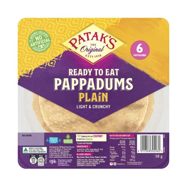 Ready To Eat Plain Pappadums 6 Pieces