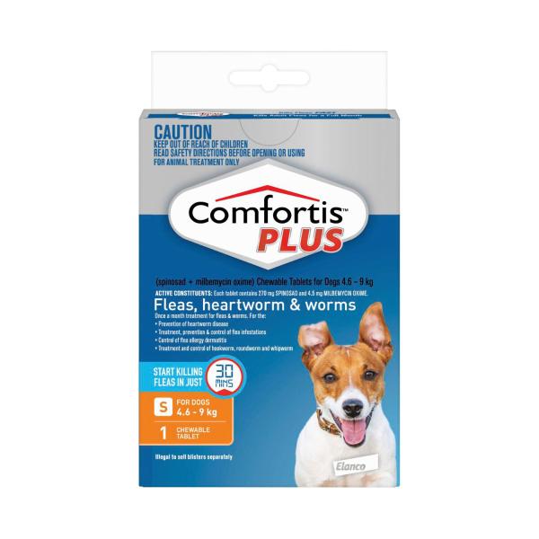 tobacco for worms in dogs Buy Elanco Comfortis Plus Fleas Heartworm & Worms Small Dog Treatment 1  Pack