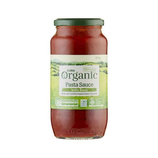 Coles Organic With Basil Pasta Sauce 500g product image