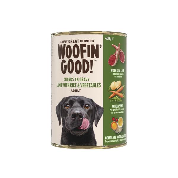 Woofin Good Chunks In Gravy Lamb Rice & Vegetables Dog Food 400g product image