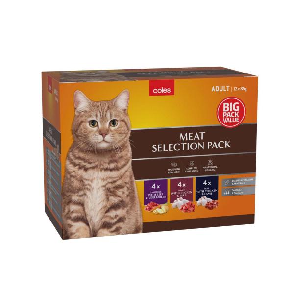 Coles Meat Variety Cat Food Pouch 12x85g 12 pack product image